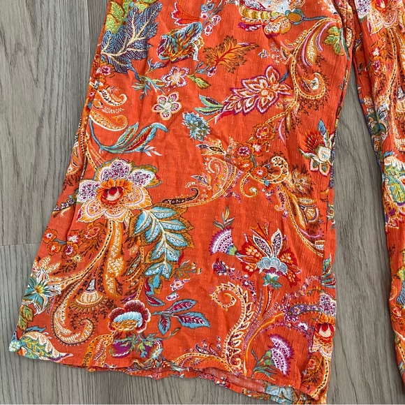 Nicole Miller Orange Paisley Smocked Wide Leg Pants Girls XL - Picture 3 of 8